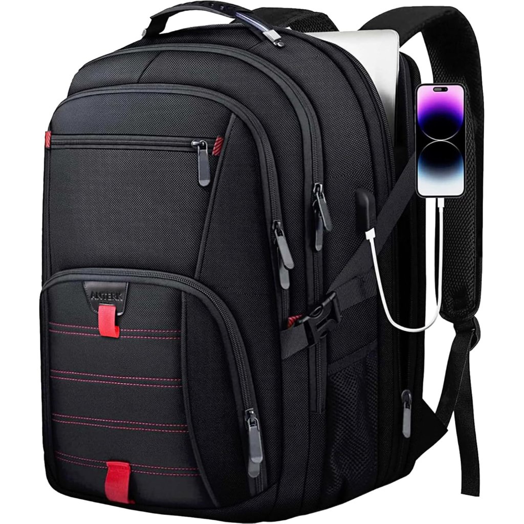 Stylish Black 17.3 Inch Travel Laptop Backpack - Usb Port & Anti-Theft Security